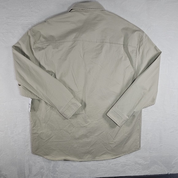 Mode of One Relaxed Fit Caspian Dark Ecru Button Front Shirt Large - Picture 3 of 4